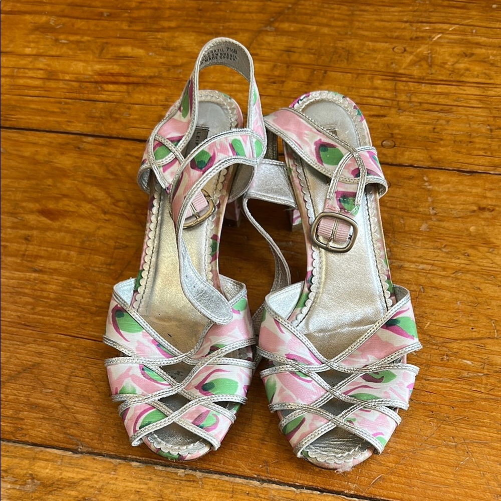 Leifsdottir Handmade Silk Floral Strappy Sandals
